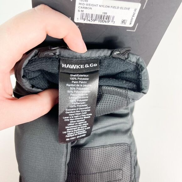 Hawke & Co NWT Men's Mid-Weight Nylon Field Gloves Charcoal Gray Size S M - Picture 3 of 3